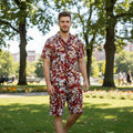 Men's Printed Dhanak Tracksuit Multicolor Shorts Set