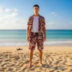 Men's Printed Dhanak Tracksuit Multicolor Shorts Set