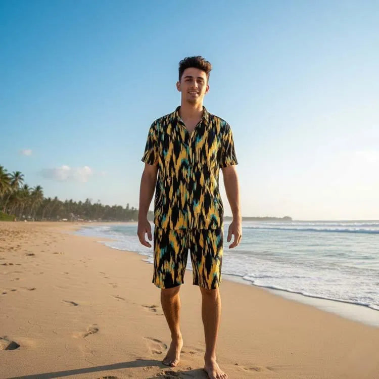 Men Printed Dhanak Track Suit Multicolor Beach Wear