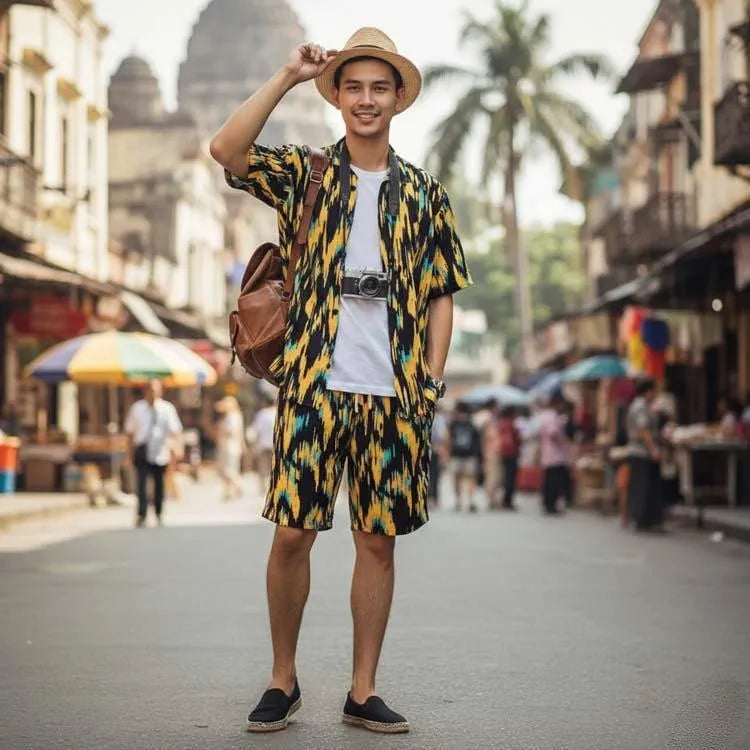 Men Printed Dhanak Track Suit Multicolor Beach Wear