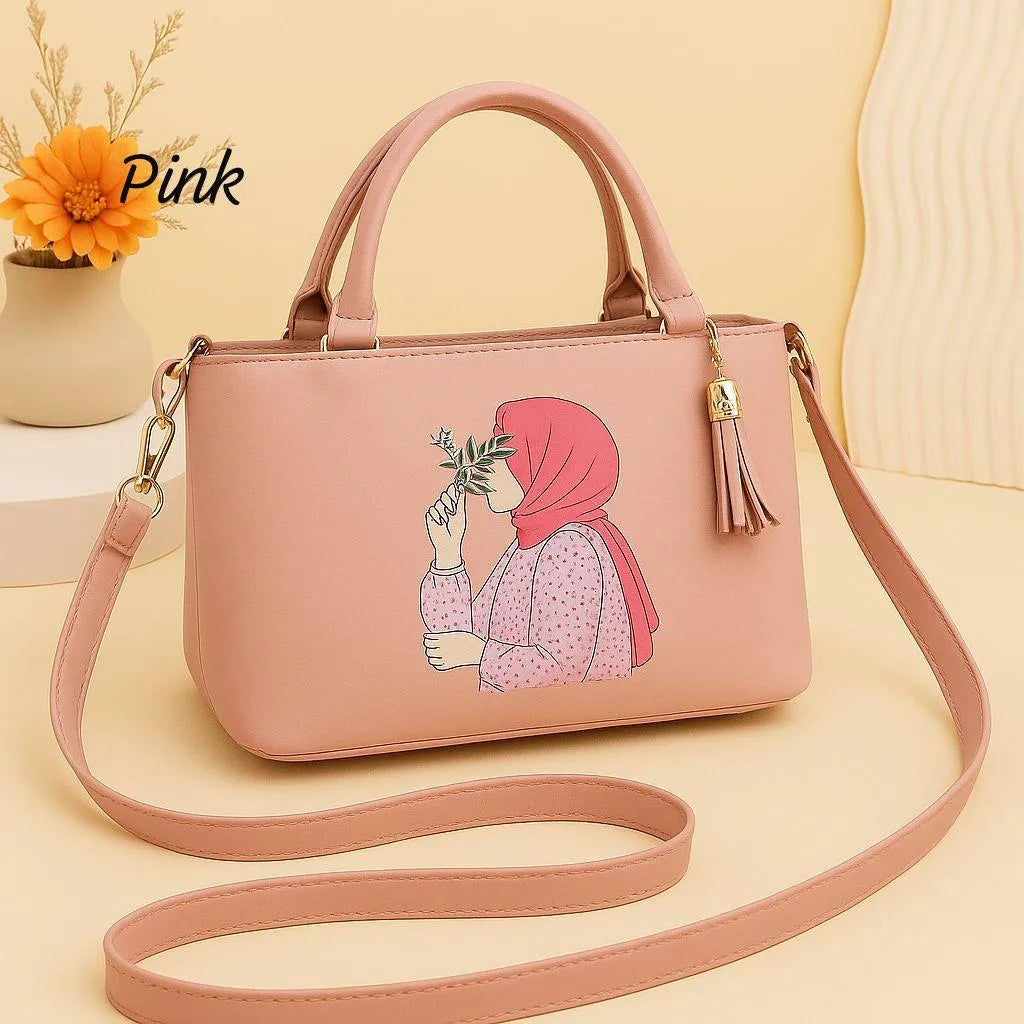 Women's Green PU Leather Shoulder Bag with Floral Print