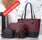 Maroon Rexine 3-Piece Handbag Set for Girls