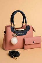 Maroon Black Handbag & Wallet Set for Women