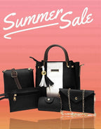 Women's Pink Rexine Handbag Set 5 Pcs