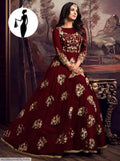 Maroon Organza Embroidered Maxi Set for Women