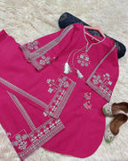 Pink Aari Embroidered Shirt 2Pcs Set