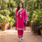 Pink Aari Embroidered Shirt 2Pcs Set