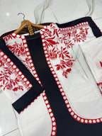 Digital Printed Cord Set 2Pcs Cream Black Kurta Set