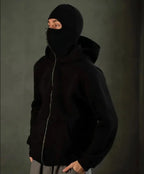 Men Black Fleece Balaclava Hoodie Medium to XL