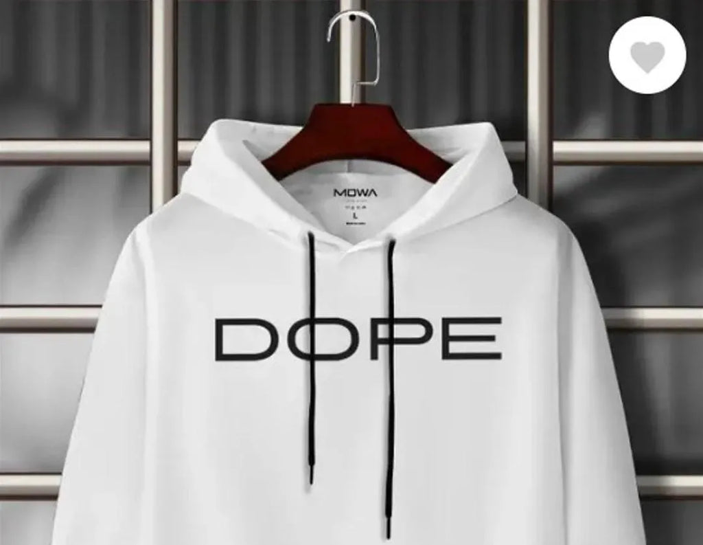 Men Cotton Hoodie DOPE Print White