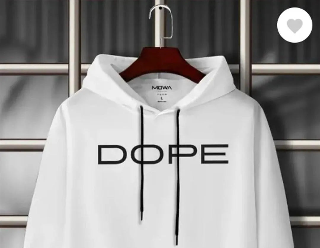 Men Cotton Hoodie DOPE Print White