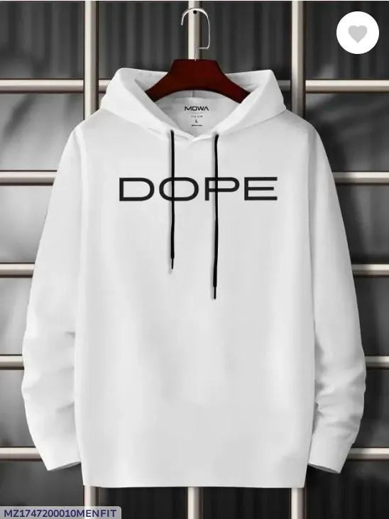 Men Cotton Hoodie DOPE Print White