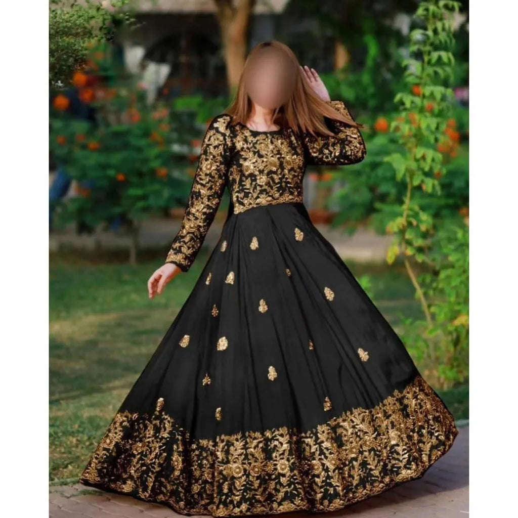Black Gold Embroidered Maxi Set for Eid & Weddings
