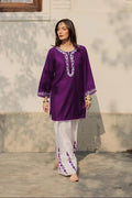 Purple Embroidered Kurta Pajama Set for Women