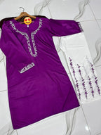 Purple Embroidered Kurta Pajama Set for Women