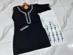 Black Embroidered Kurta Pajama Set for Women