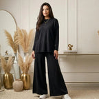 Black Wide Leg Co-ord Set for Women