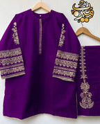Purple Shamoz Silk 2-Piece Embroidered Set for Women