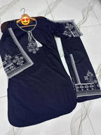 Blue Aari Embroidered Women's 3Pcs Suit Set