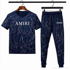 Men Navy Marble Print Track Suit AMIRT