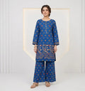 Blue Printed Lawn Kurta Pajama Set for Women