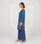 Blue Printed Lawn Kurta Pajama Set for Women