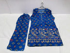 Blue Printed Lawn Kurta Pajama Set for Women