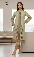Multicolor Printed Arabic Lawn Kurta Set for Women