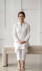 White Embroidered Kurta Set for Women