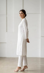 White Embroidered Kurta Set for Women