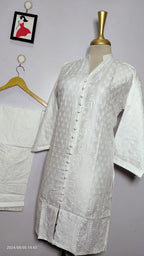 White Embroidered Kurta Set for Women