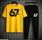 Men Printed Track Suit Yellow Black