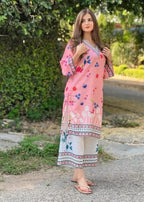 2 Pcs Women's Stitched Lawn Printed Co-Ord Set