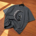 Premium Astronaut Graphic Drop Shoulder T-Shirt - Grey Oversized PC Fabric Tee