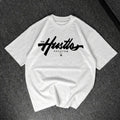 Premium The Hustle Graphic Drop Shoulder T-Shirt | White Oversized PC Fabric Tee