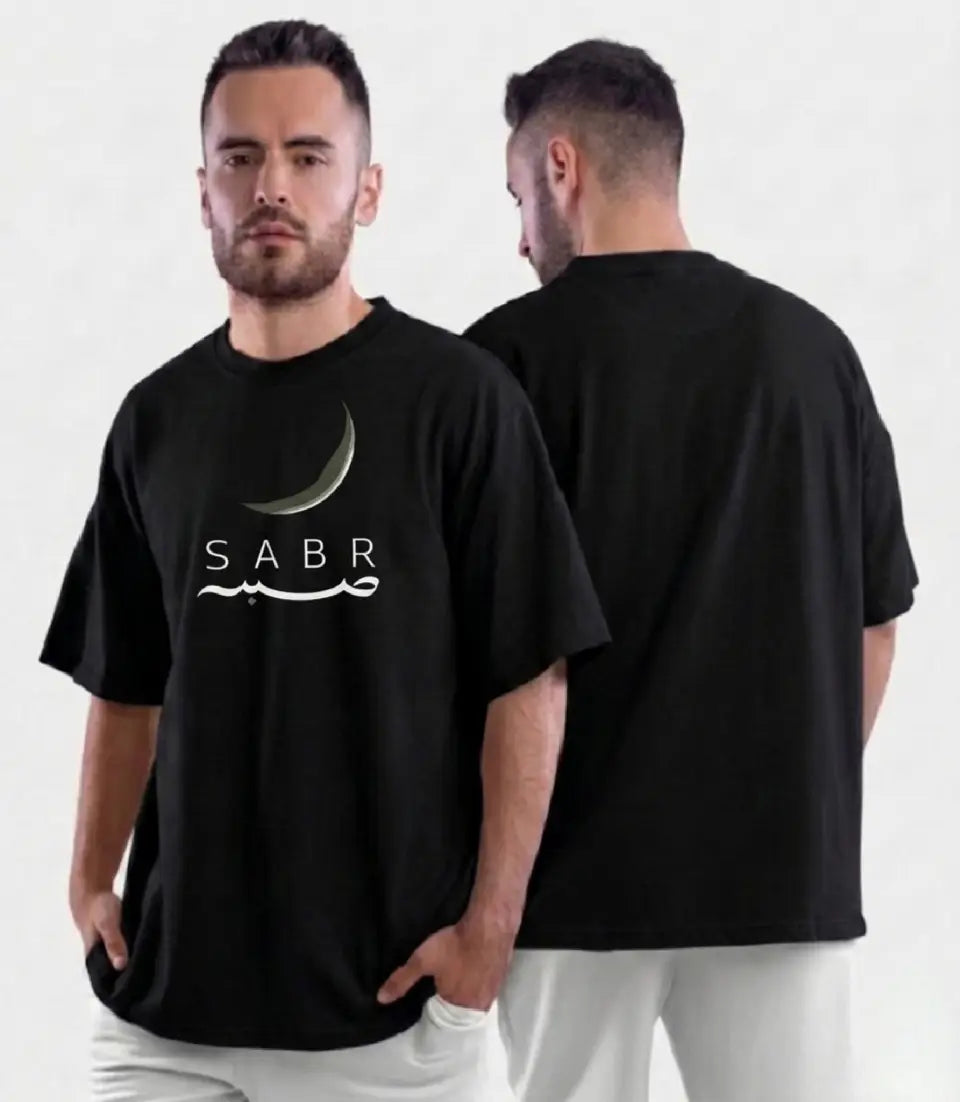Premium SABR Graphic Drop Shoulder T-Shirt | Black Oversized PC Fabric Tee