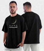 Premium SABR Graphic Drop Shoulder T-Shirt | Black Oversized PC Fabric Tee