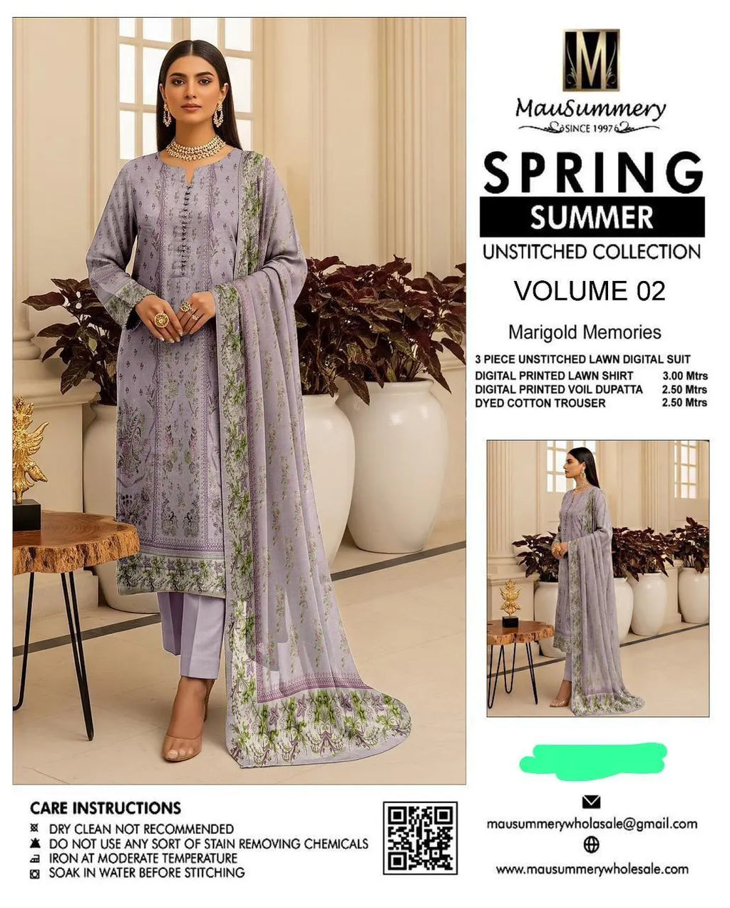 Unstitched Lawn Suit Purple Floral Summer Collection