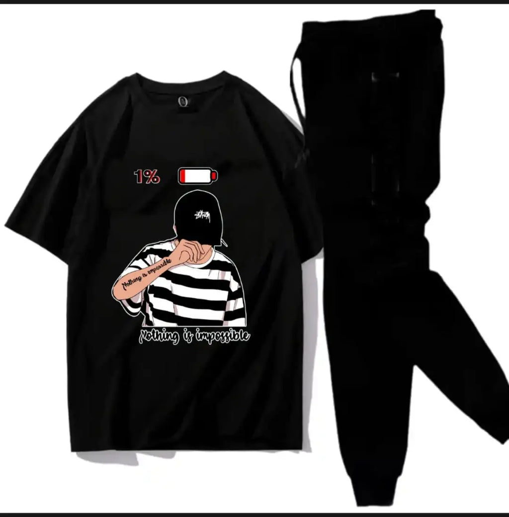 2 Pcs Men's Jersey Printed Track Suit