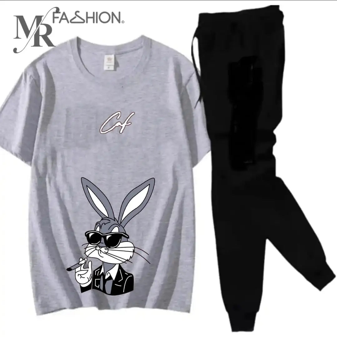 2 Pcs Men's Jersey Printed Track Suit