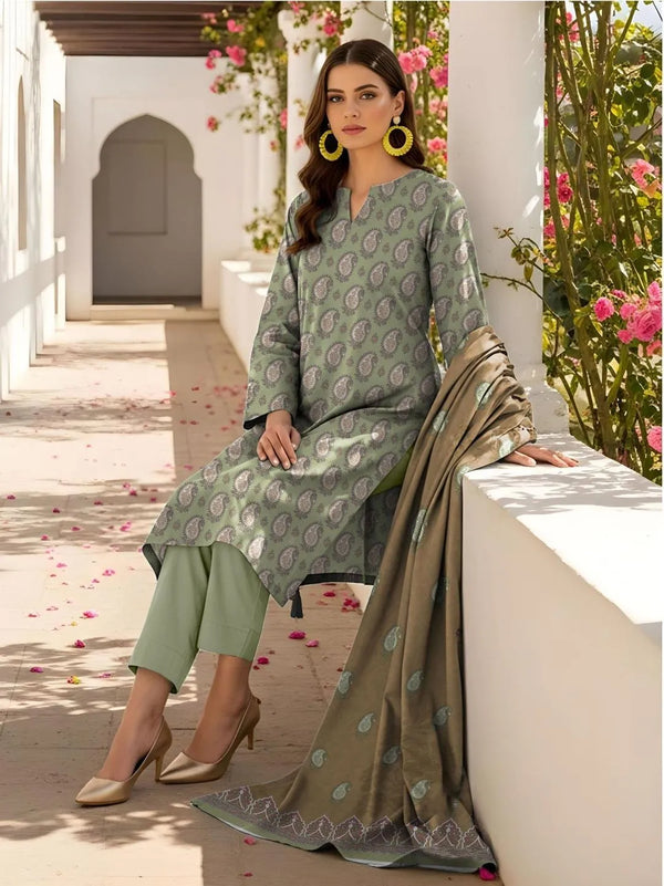 Green Printed Lawn 3-Piece Kurta Set