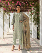 Green Printed Lawn 3-Piece Kurta Set