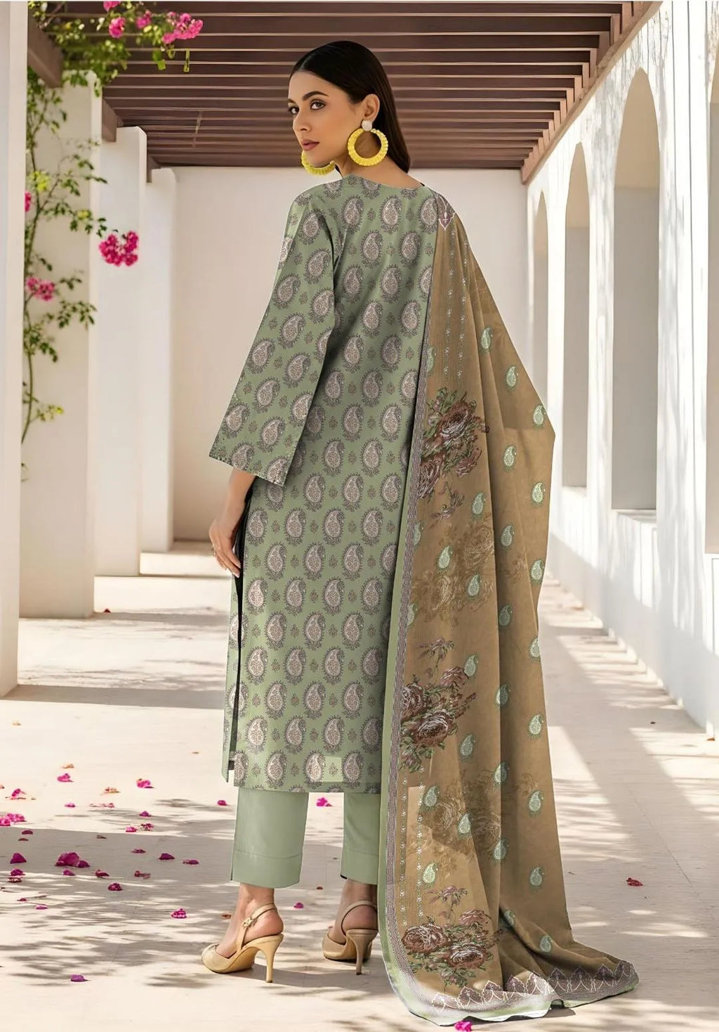 Green Printed Lawn 3-Piece Kurta Set