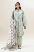 Green Printed 3-Piece Dobby Lawn Suit Set