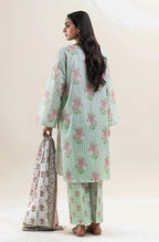 Green Printed 3-Piece Dobby Lawn Suit Set