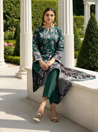 Pakistani Printed Lawn Suit Green Embroidered