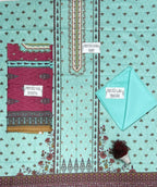 Pakistani Women's Teal Embroidered Kurta Set with Pink Dupatta