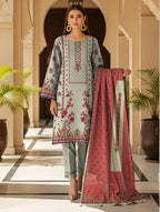 Pakistani Embroidered Kurta Set with Red Dupatta
