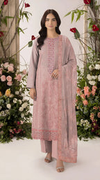3 Pcs Women's Unstitched Plain Suit