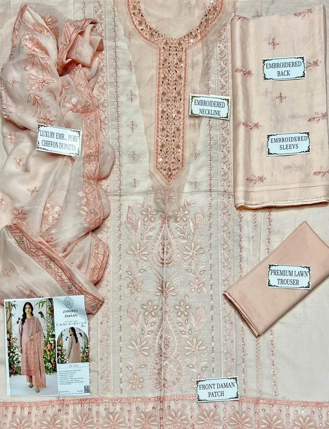 3 Pcs Women's Unstitched Plain Suit